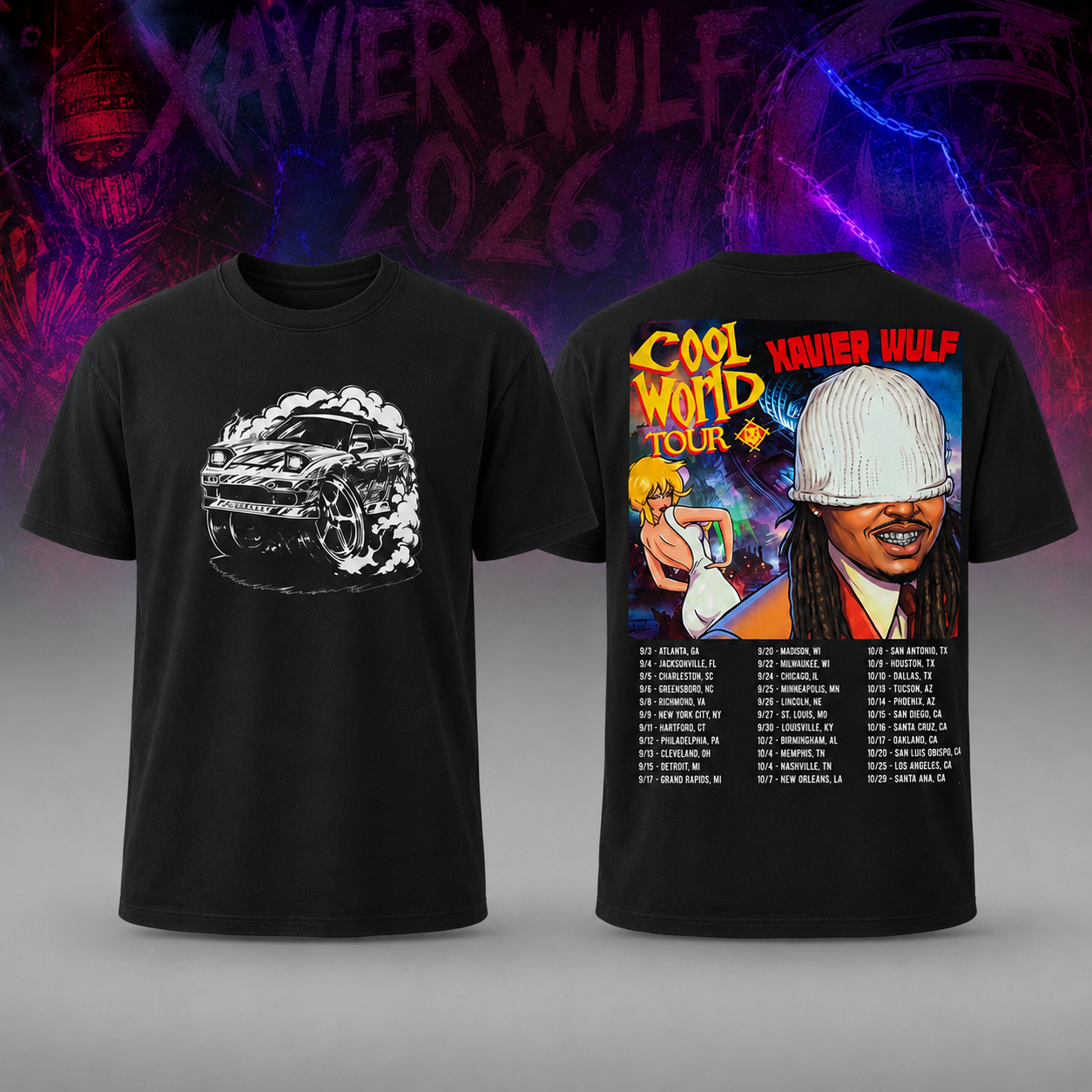 2026 Xavier Wulf Tour Hollowsquad 24's Black T-shirt