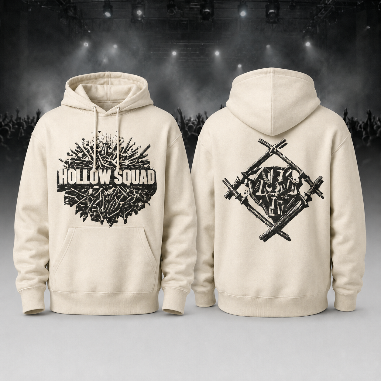 White Xavier Wulf Tour 2026 Hollowsquad Screw Hoodie