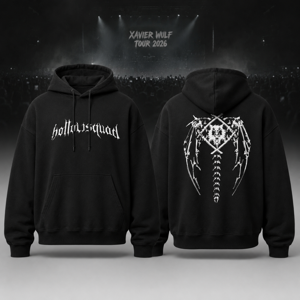 White Xavier Wulf Hollowsquad Tour 2026 Graphic Hoodie