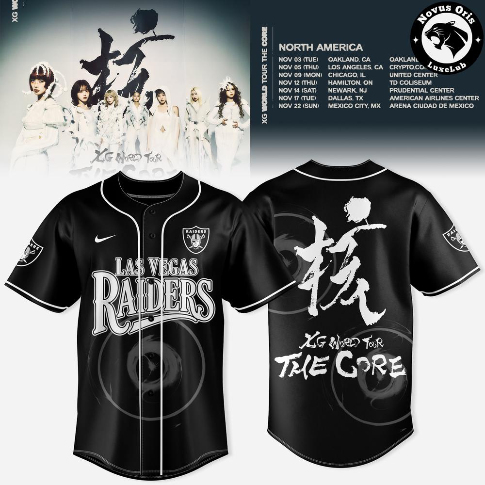XG World Tour The Core x Las Vegas Raiders Baseball Jersey 1 - Unicasport XG World Tour The Core x Las Vegas Raiders Baseball Jersey
