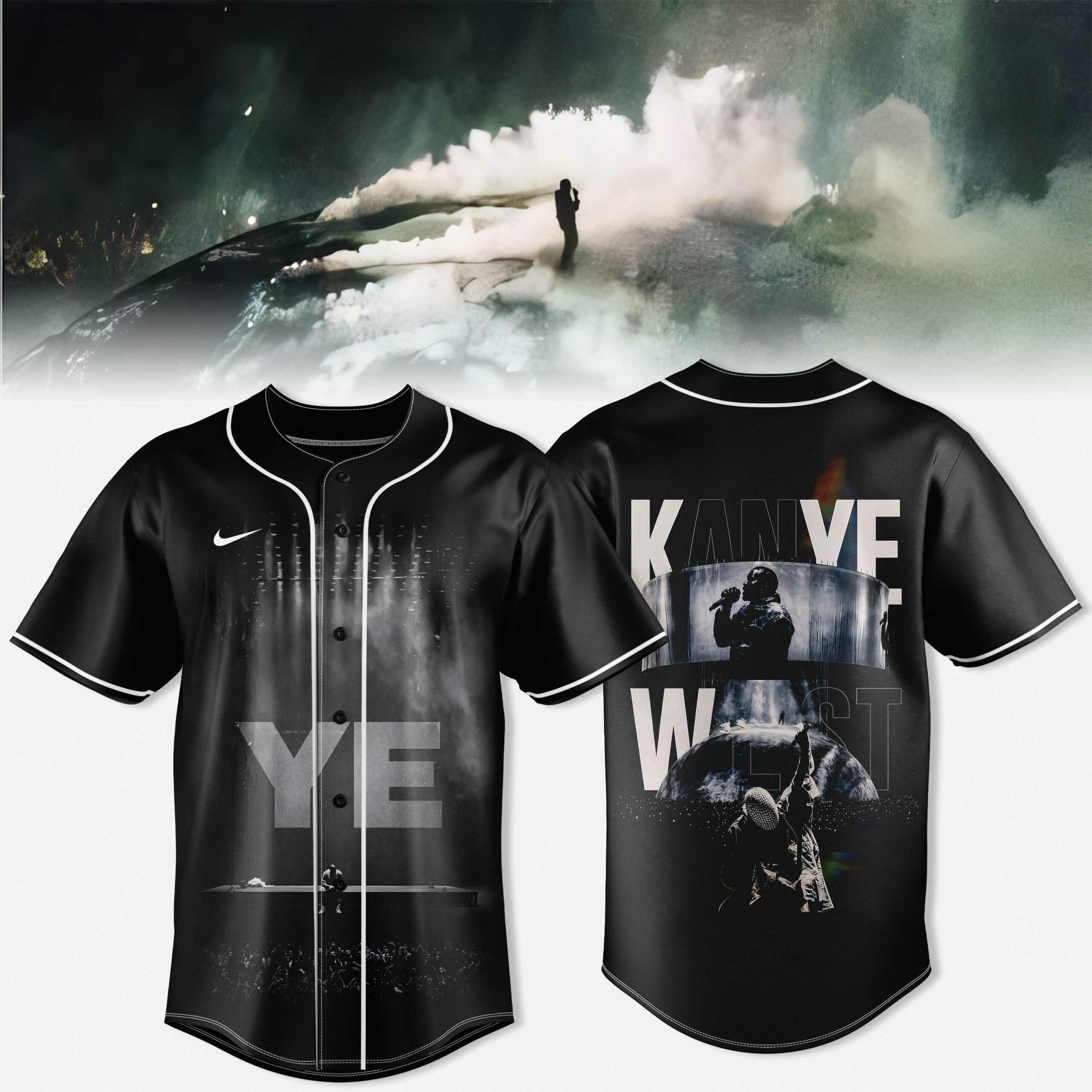 YE Live Collection Monochrome Portrait Black Graphic Football Jersey 2 - Unicasport YE Live Collection Monochrome Portrait Black Graphic Football Jersey