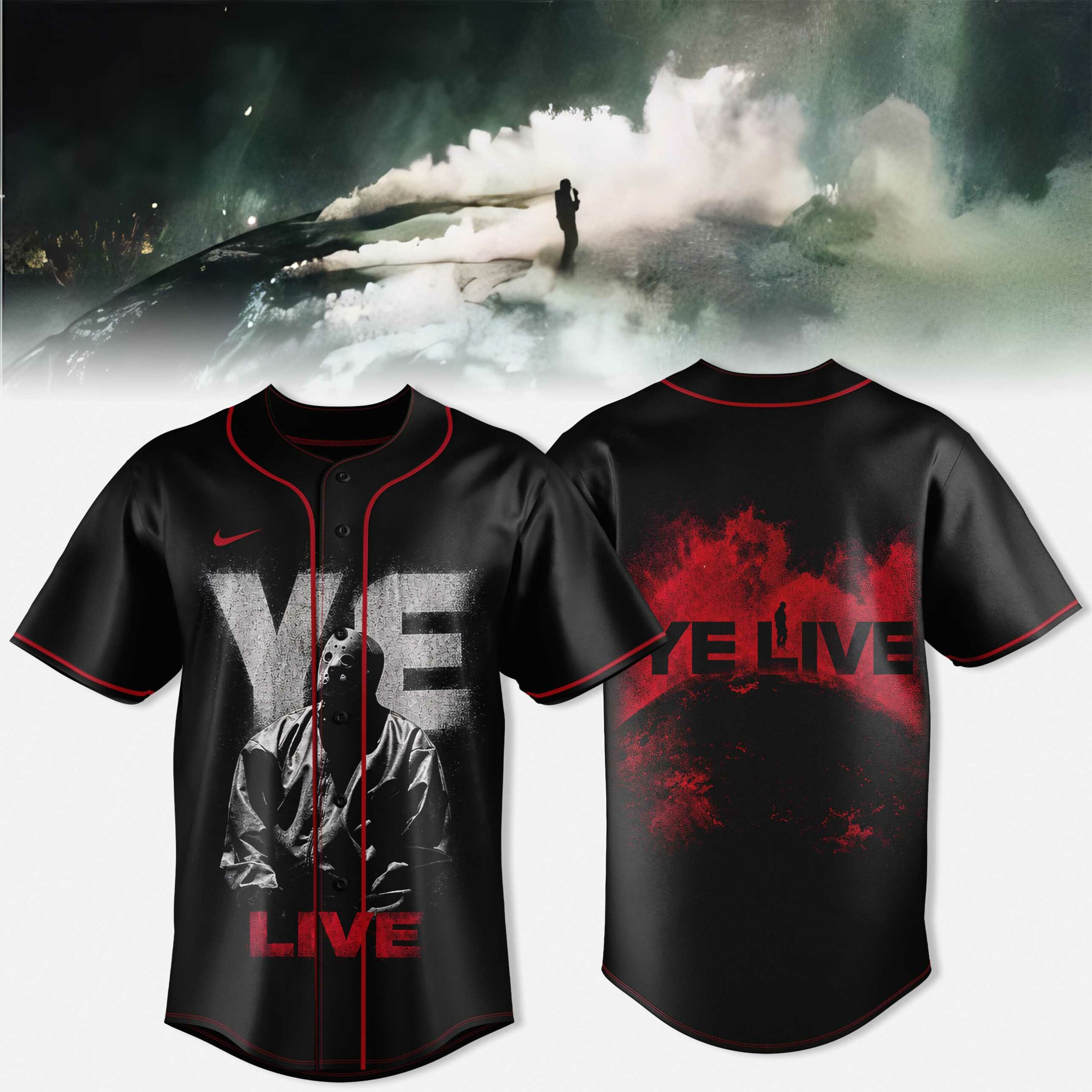 YE Live Collection Red Ye Live Black Graphic Football Jersey 1 - Unicasport YE Live Collection Red Ye Live Black Graphic Football Jersey