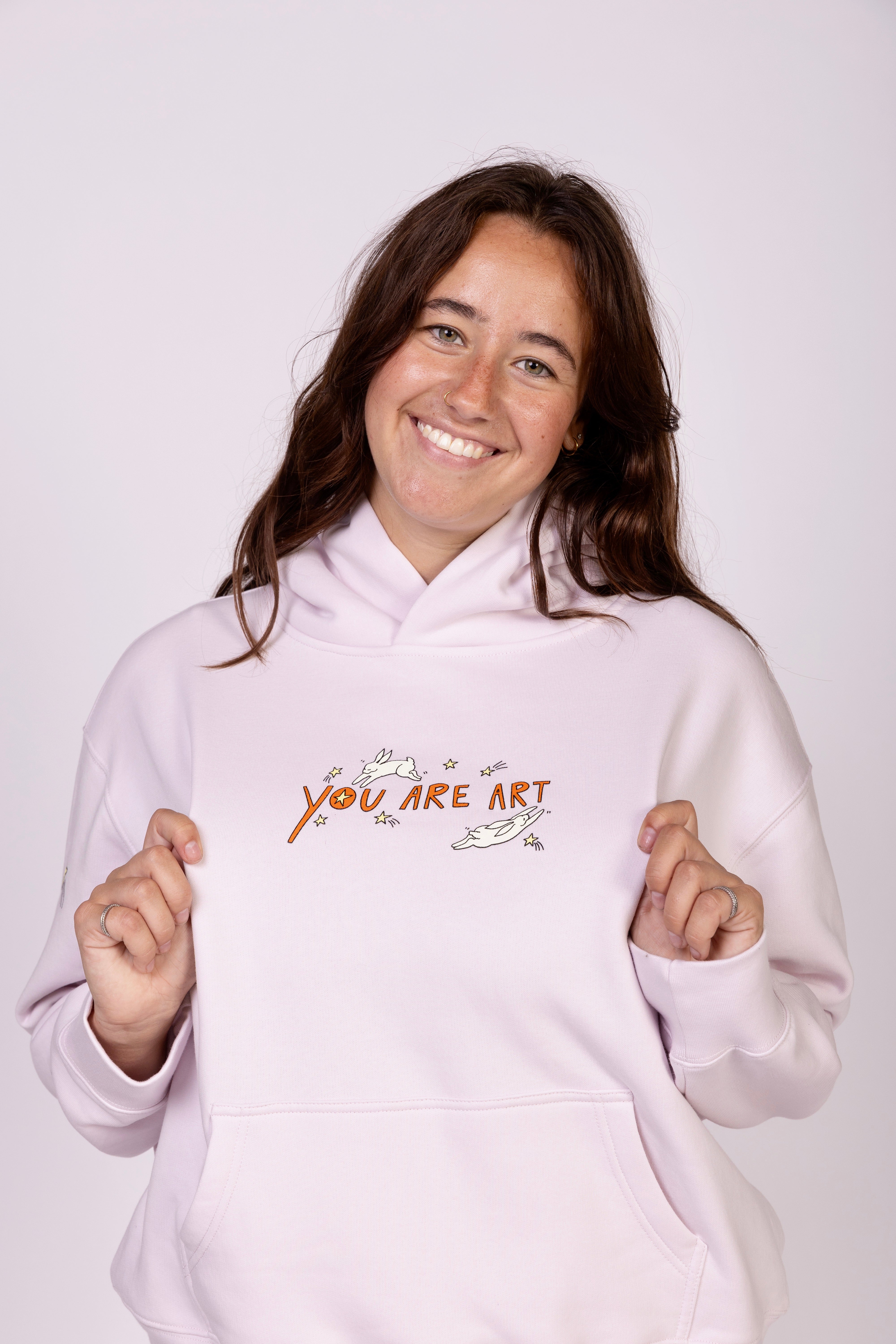 You Are Art Inspirational Hoodie - Baby Pink Oversized Fit