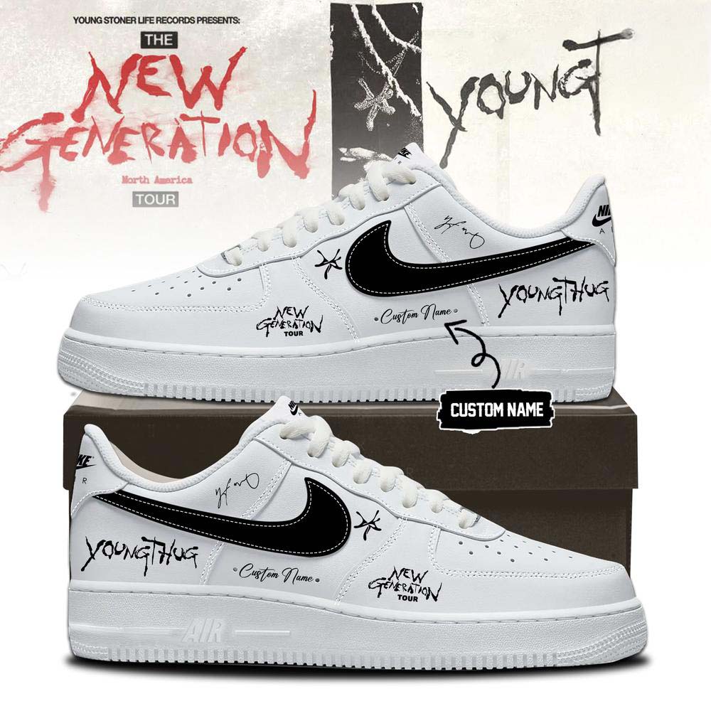 Young Thug New Generation Tour 2026 White Black Graphic Sneakers - Best Gift for Fans