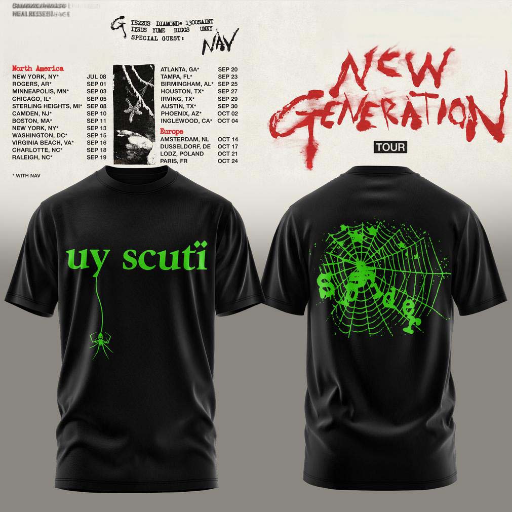Young Thug New Generation World Tour 2026 Black Green Spider T-Shirt - Best Gift for Fans