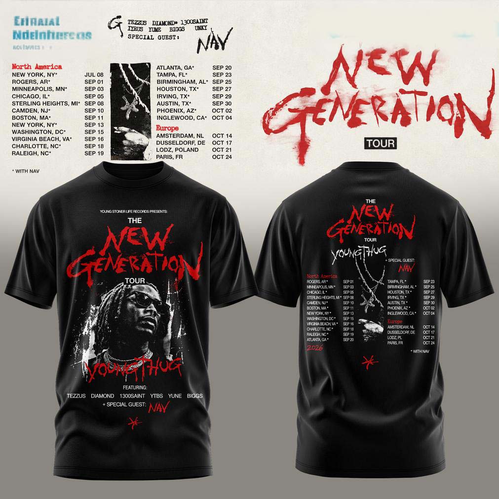 Young Thug New Generation World Tour 2026 Black T Shirt - Best Gift for Fans