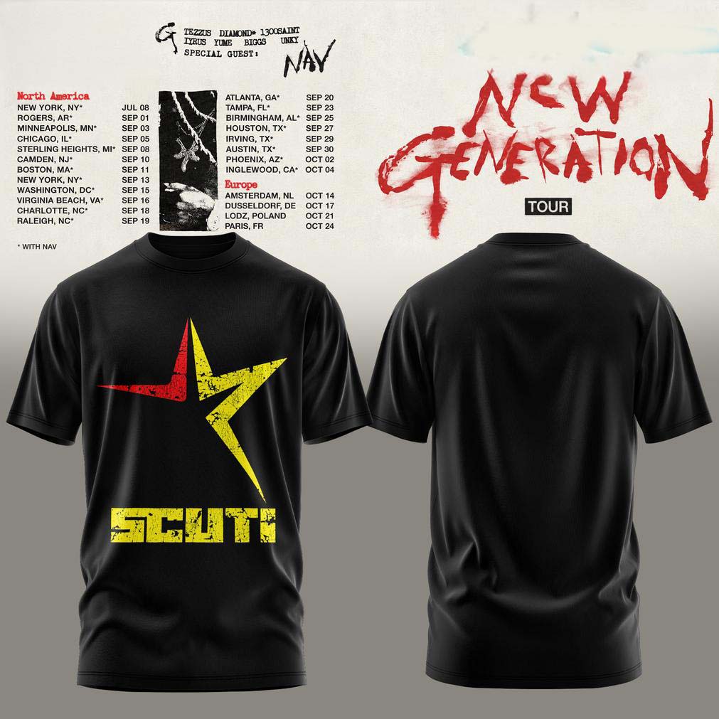 Young Thug New Generation World Tour 2026 Black Yellow Scuti Concert T-Shirt - Best Gift for Fans