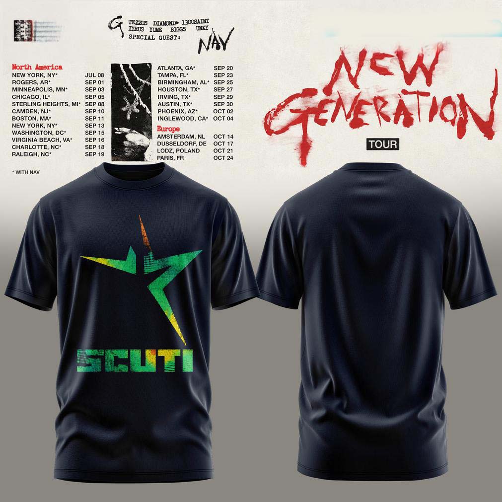 Young Thug New Generation World Tour 2026 Navy Green Scuti Tee - Best Gift for Fans