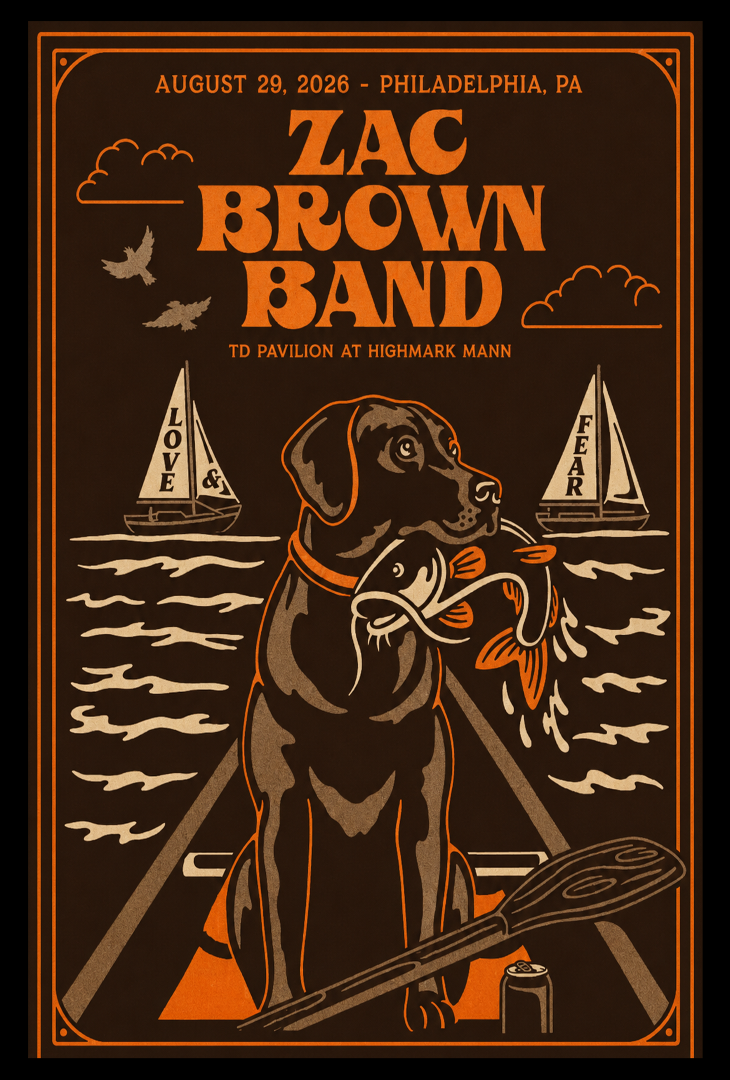 Zac Brown Band TD Pavilion Philadelphia PA August 29 2026 Event Poster