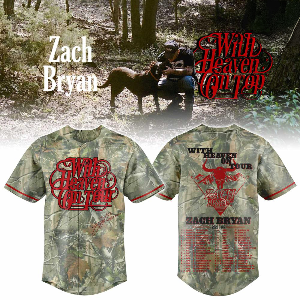 Zach Bryan Gray With Heaven On Tour Baseball Jersey