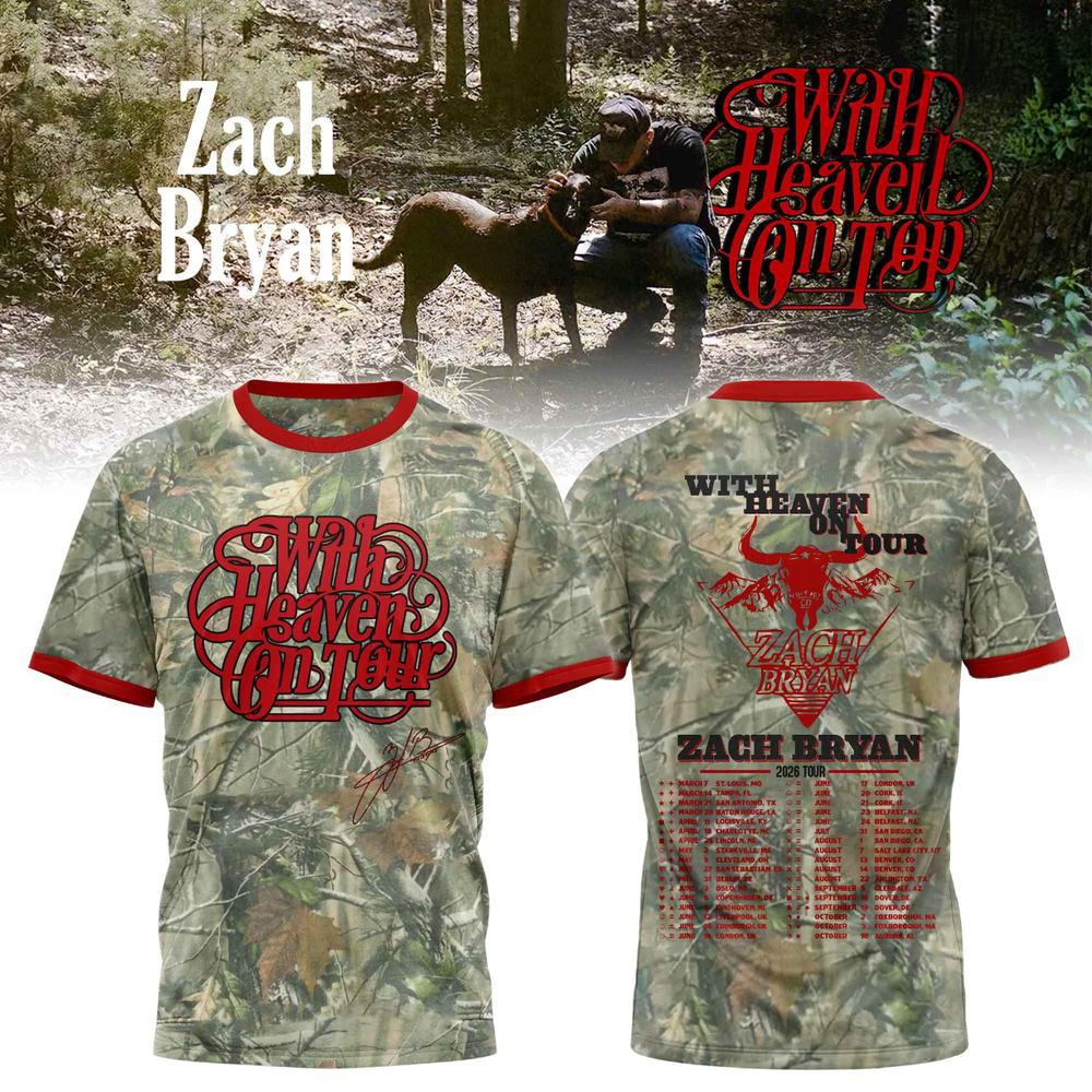 Zach Bryan Gray With Heaven On Tour T Shirt