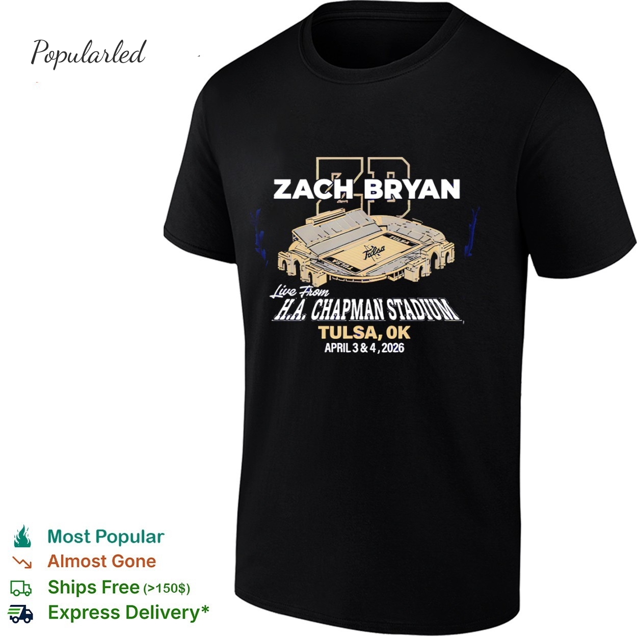 Zach Bryan live in from HA Chapman Stadium Tulsa Ok 2026 shirt