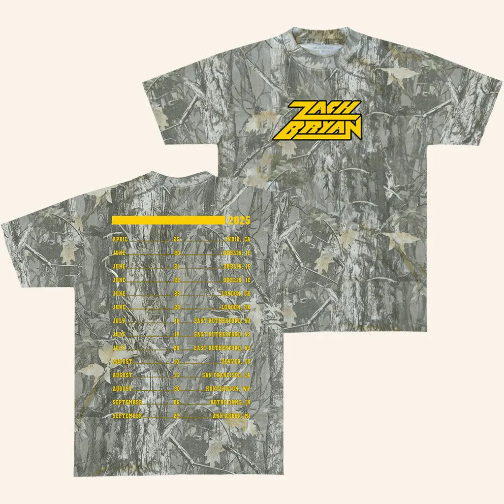 Zach Bryan Tour Merch 2025 Camo TShirt Gifts For Fans