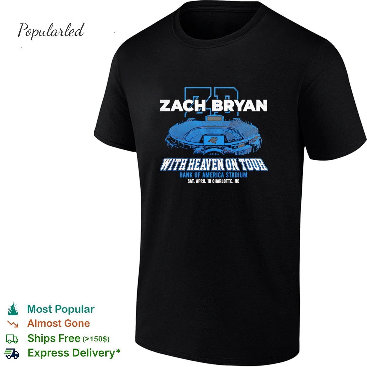 Zach Bryan With Heaven On Tour 2026 at Bank of America Stadium shirt