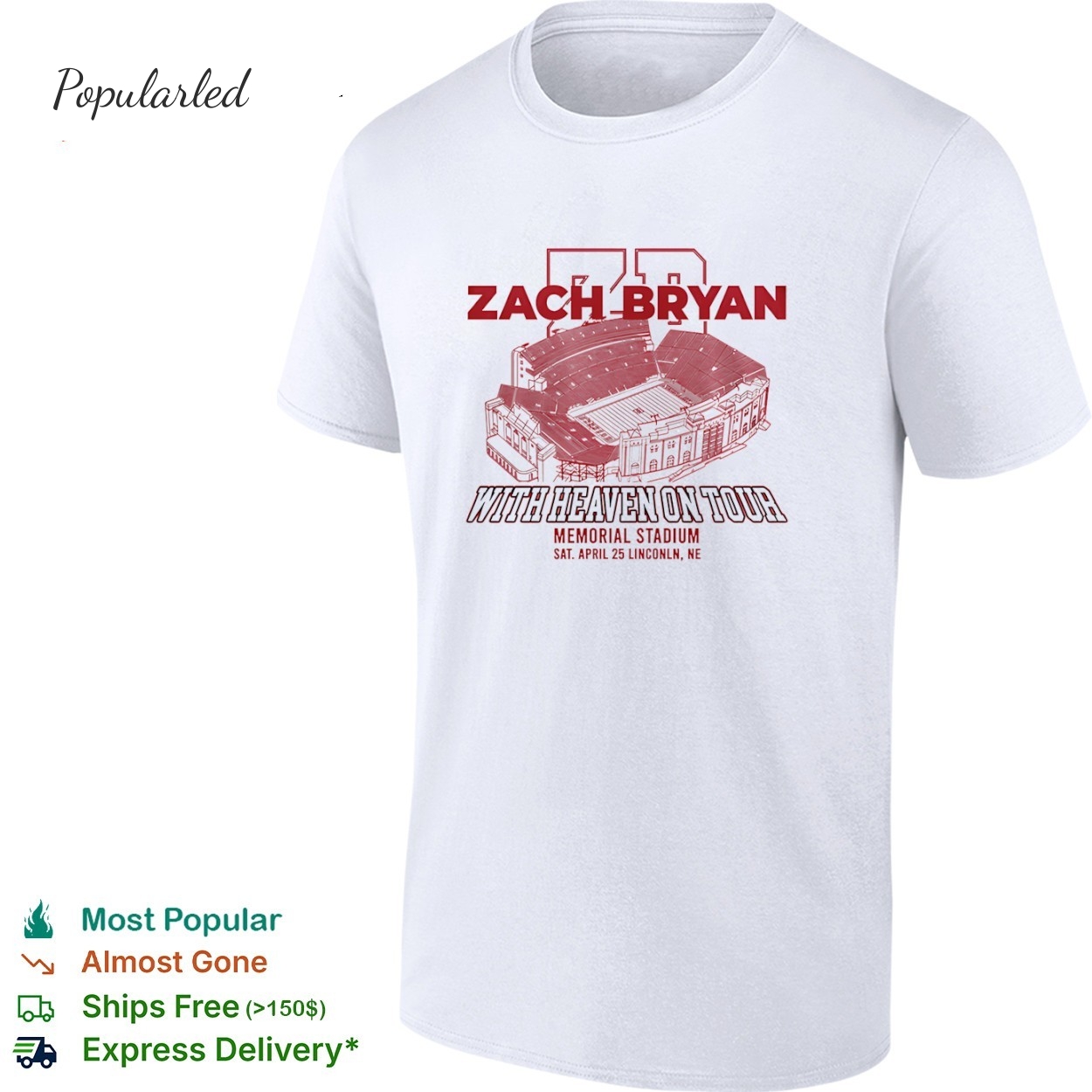 Zach Bryan With Heaven On Tour 2026 at Lincoln Ne Memorial Stadium shirt