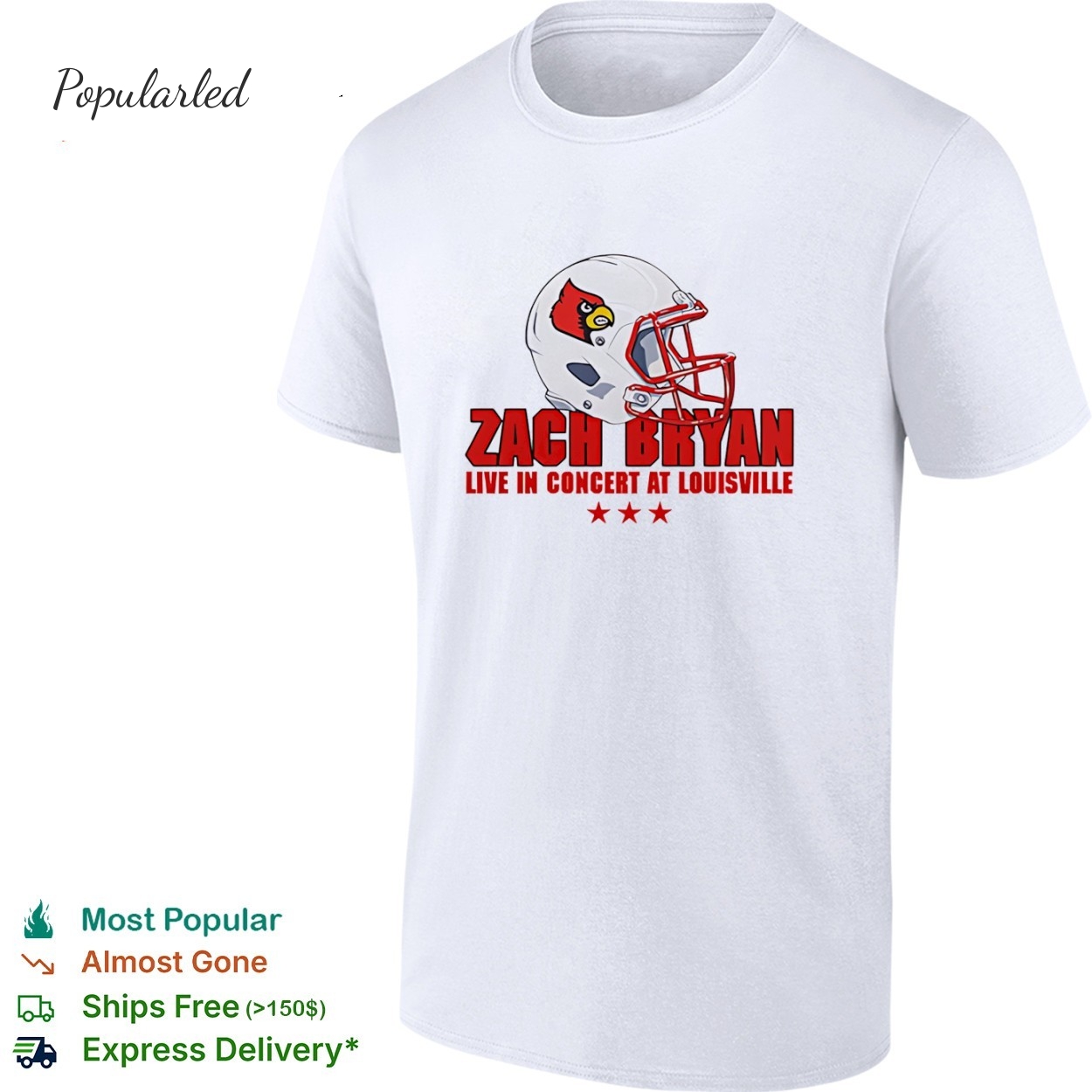 Zach Bryan With Heaven On Tour 2026 Louisville Cardinals helmet three stars shirt