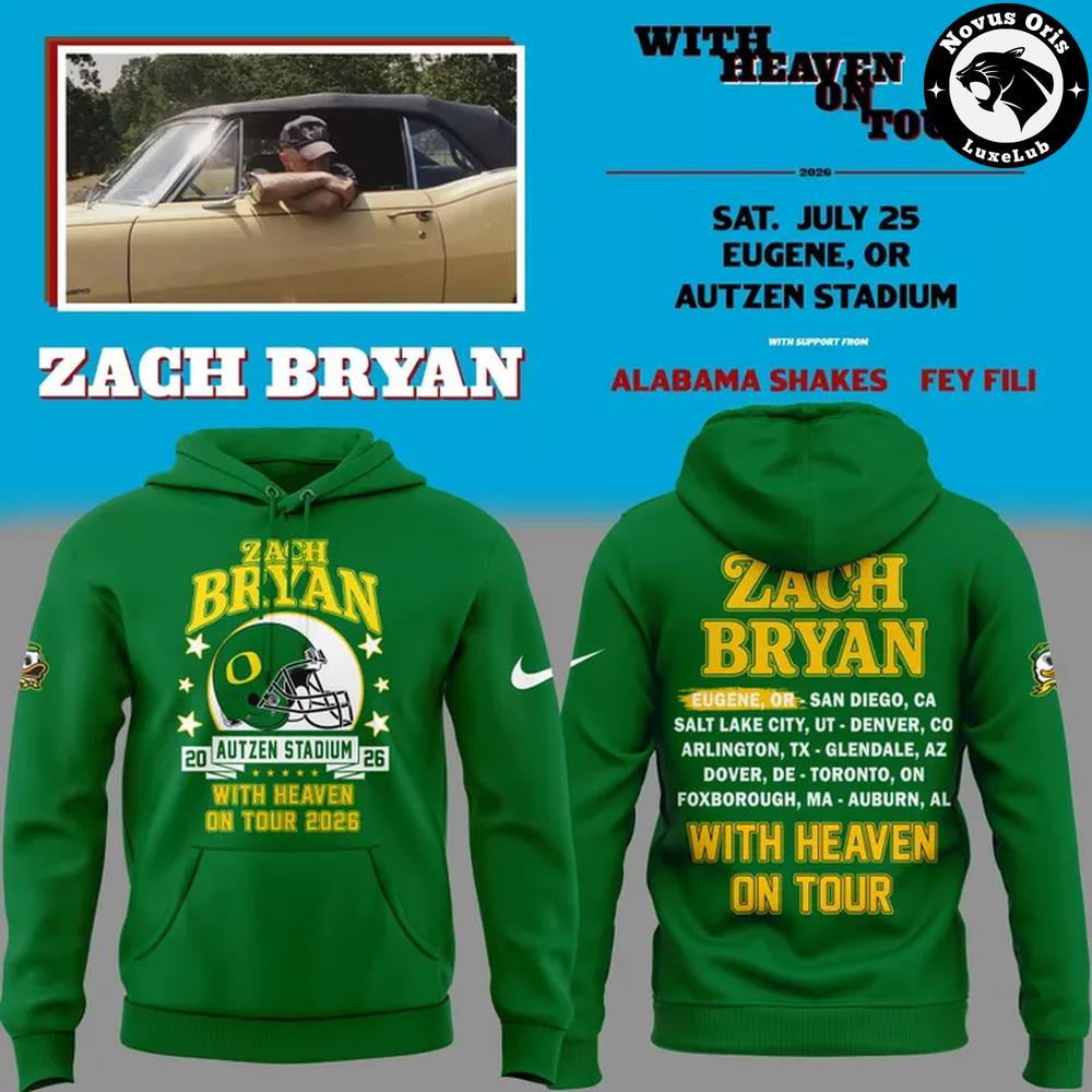 Zach Bryan With Heaven On Tour 2026 Oregon Ducks Hoodie 1 - Unicasport Zach Bryan With Heaven On Tour 2026 Oregon Ducks Hoodie