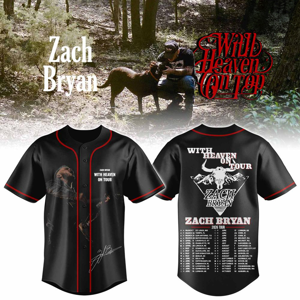 Zach Bryan With Heaven On Tour Black Country Baseball Jersey