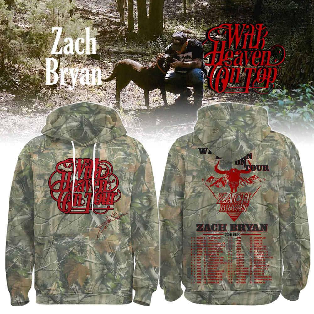 Zach Bryan With Heaven On Tour Gray Country Music Hoodie