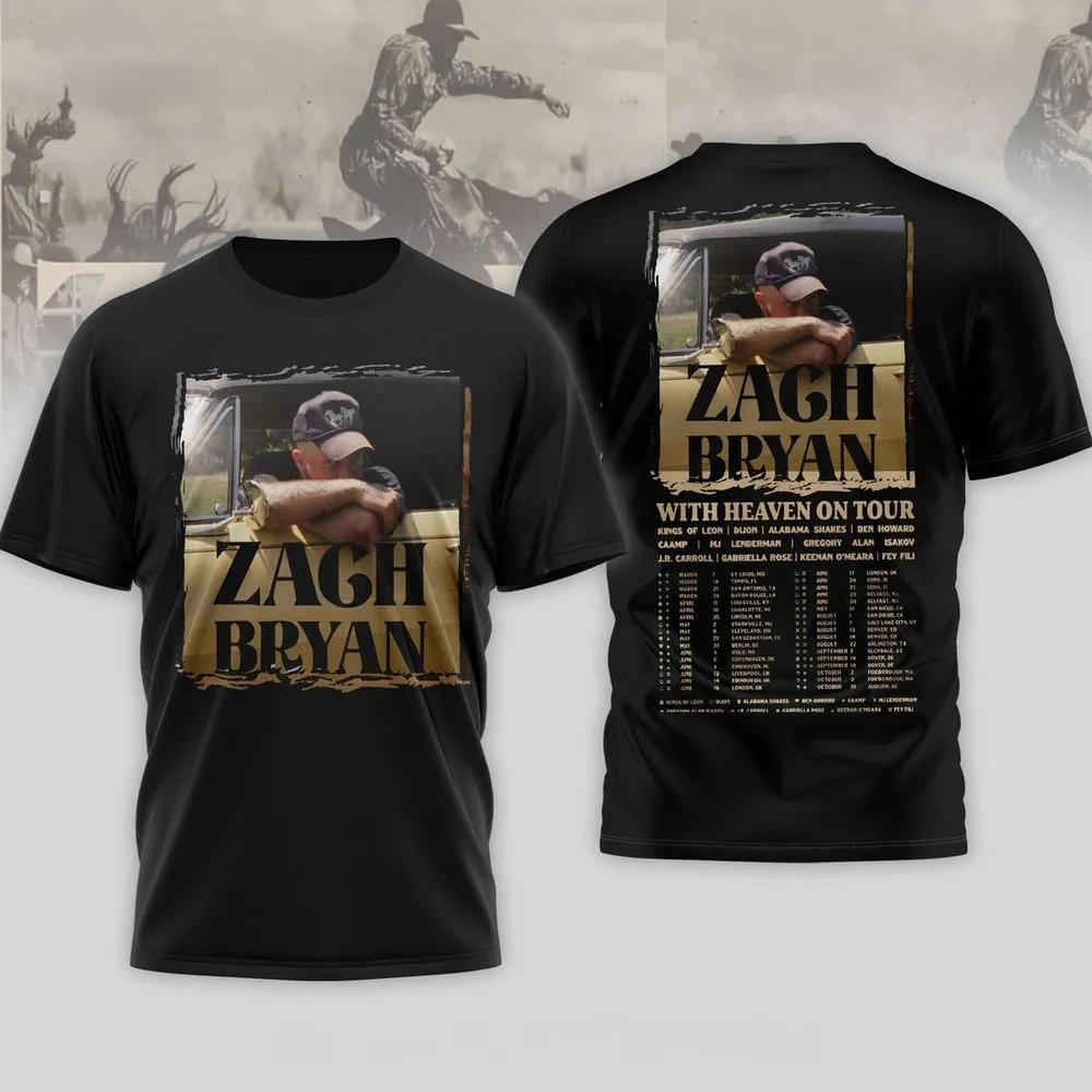 Zach Bryan With Heaven On Tour TShirt Zach Bryan Merch Gifts For Music Enthusiasts Merch 2026