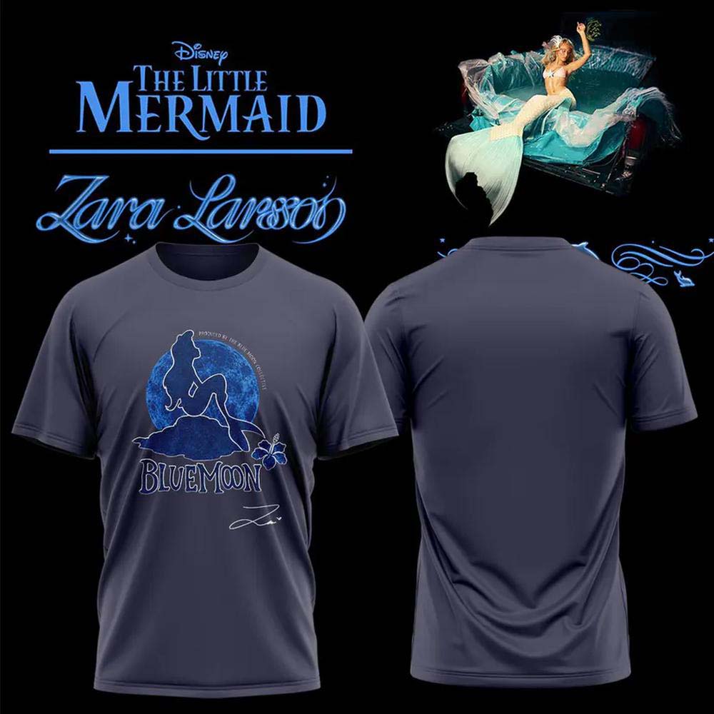 Zara Larsson x The Little Mermaid 2026 Charcoal Blue Moon Silhouette TShirt