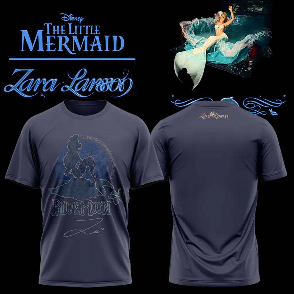 Zara Larsson x The Little Mermaid 2026 Dark Gray Blue Moon Ariel Graphic TShirt