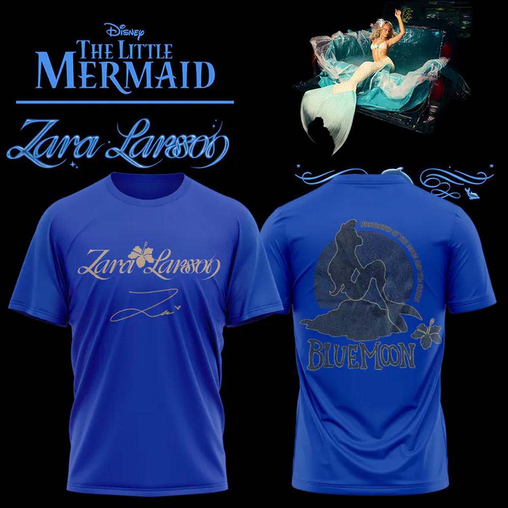 Zara Larsson x The Little Mermaid 2026 Royal Blue Signature Ariel Graphic TShirt