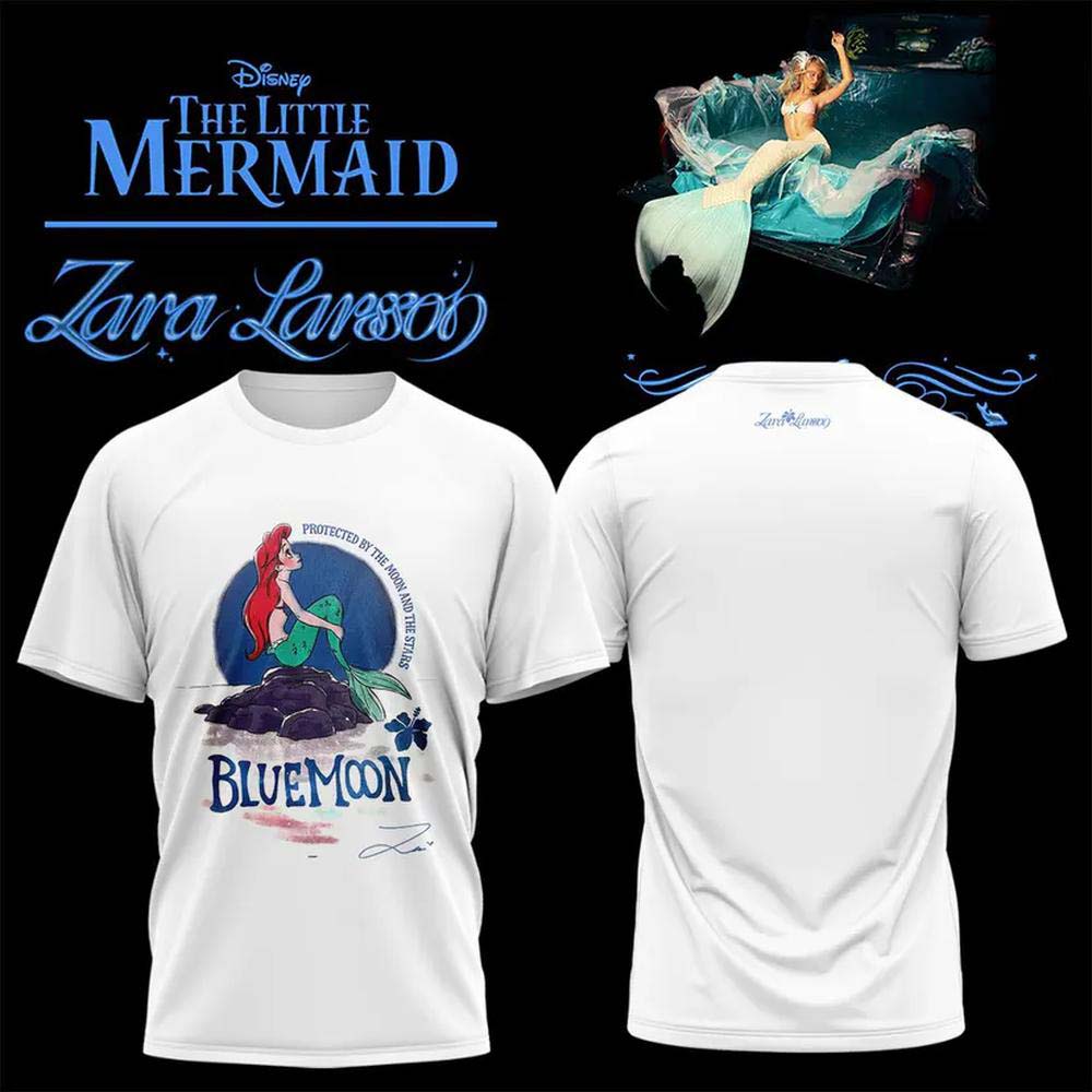 Zara Larsson x The Little Mermaid 2026 White Ariel Blue Moon Graphic TShirt